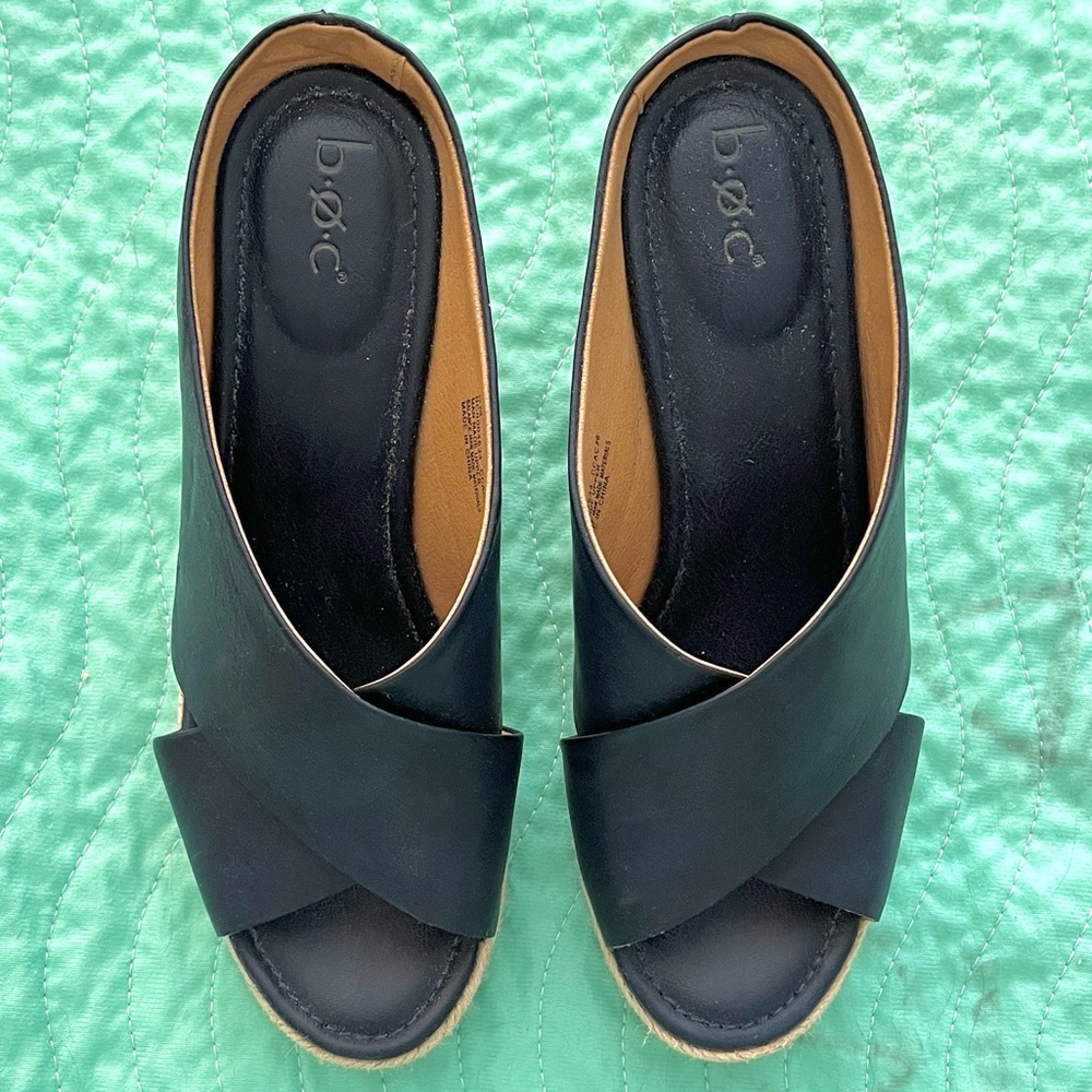 b.o.c. Navy Blue Crisscross Slip-On Espadrille Mules